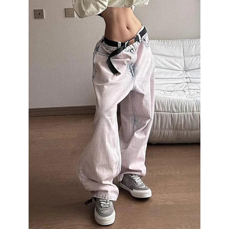 Pink Vintage Graffiti High Waisted Jeans