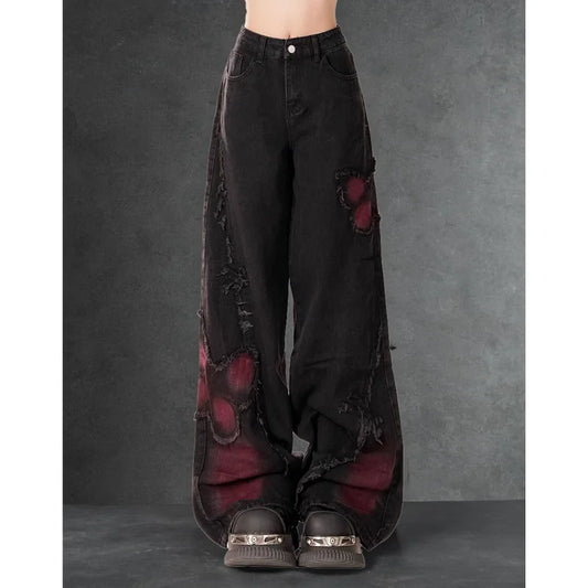 Vintage Gothic Butterfly Baggy Jeans