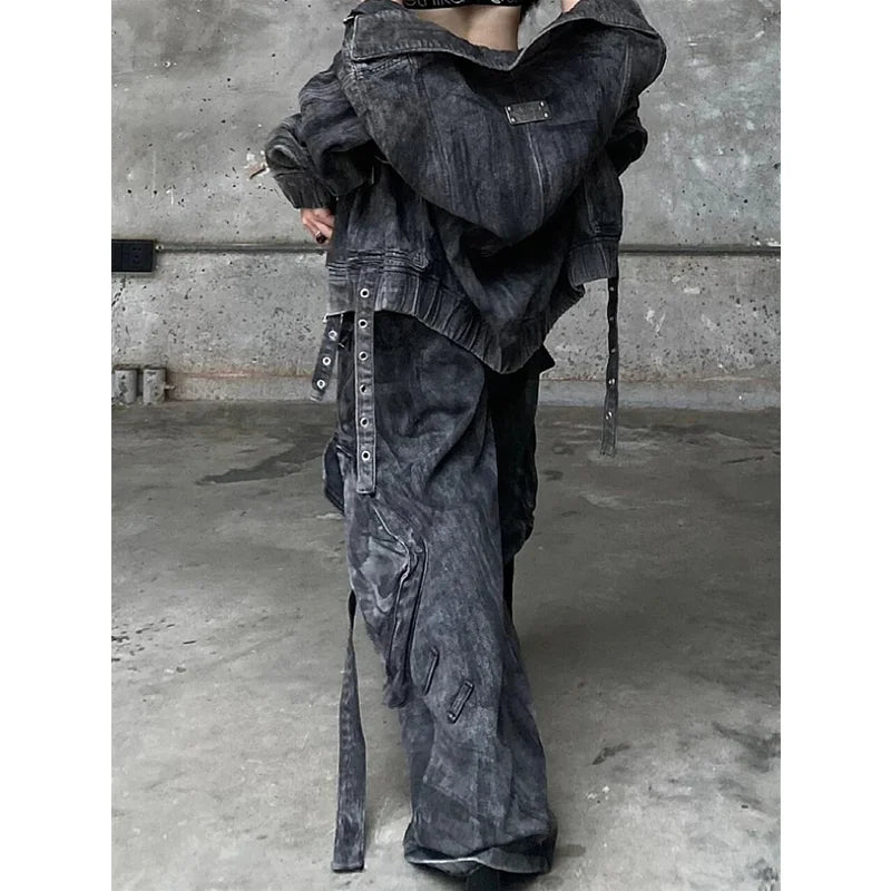 Vintage American Style Black High Jeans