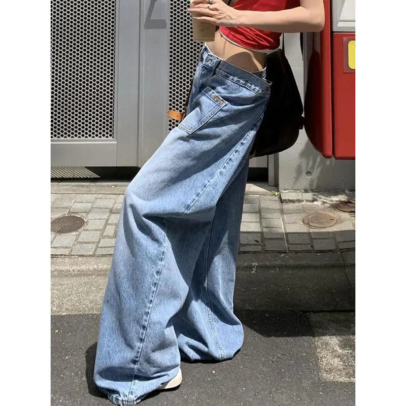 Retro High Waisted Blue Denim Jeans