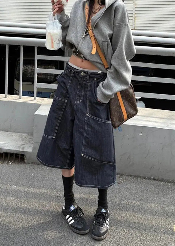 Classic High Waist Black Denim Jorts