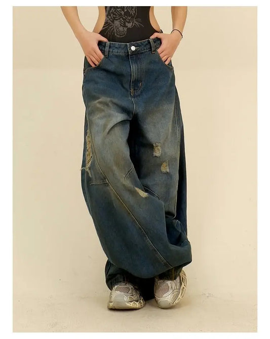 Trendy Loose Retro Wide Leg Jeans