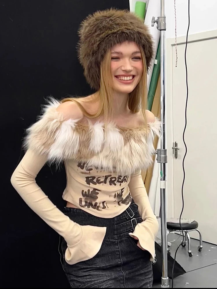 Chic Winter Fur Collar Knitwear