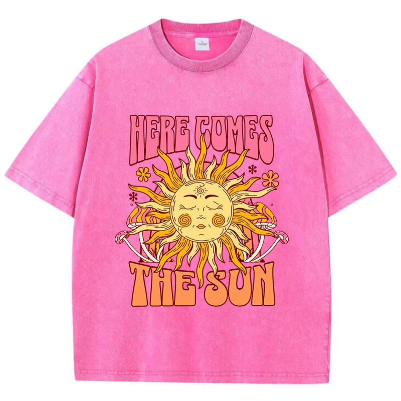 Sun Prints Oversize Washed Cotton T-Shirt