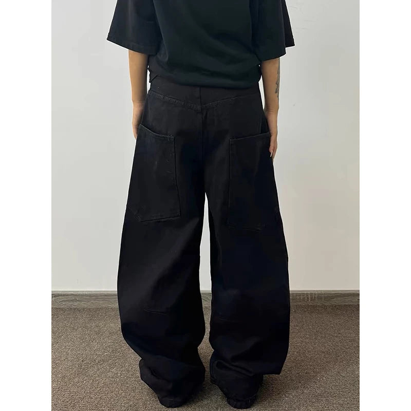 Vintage Black Wide Leg Denim Jeans