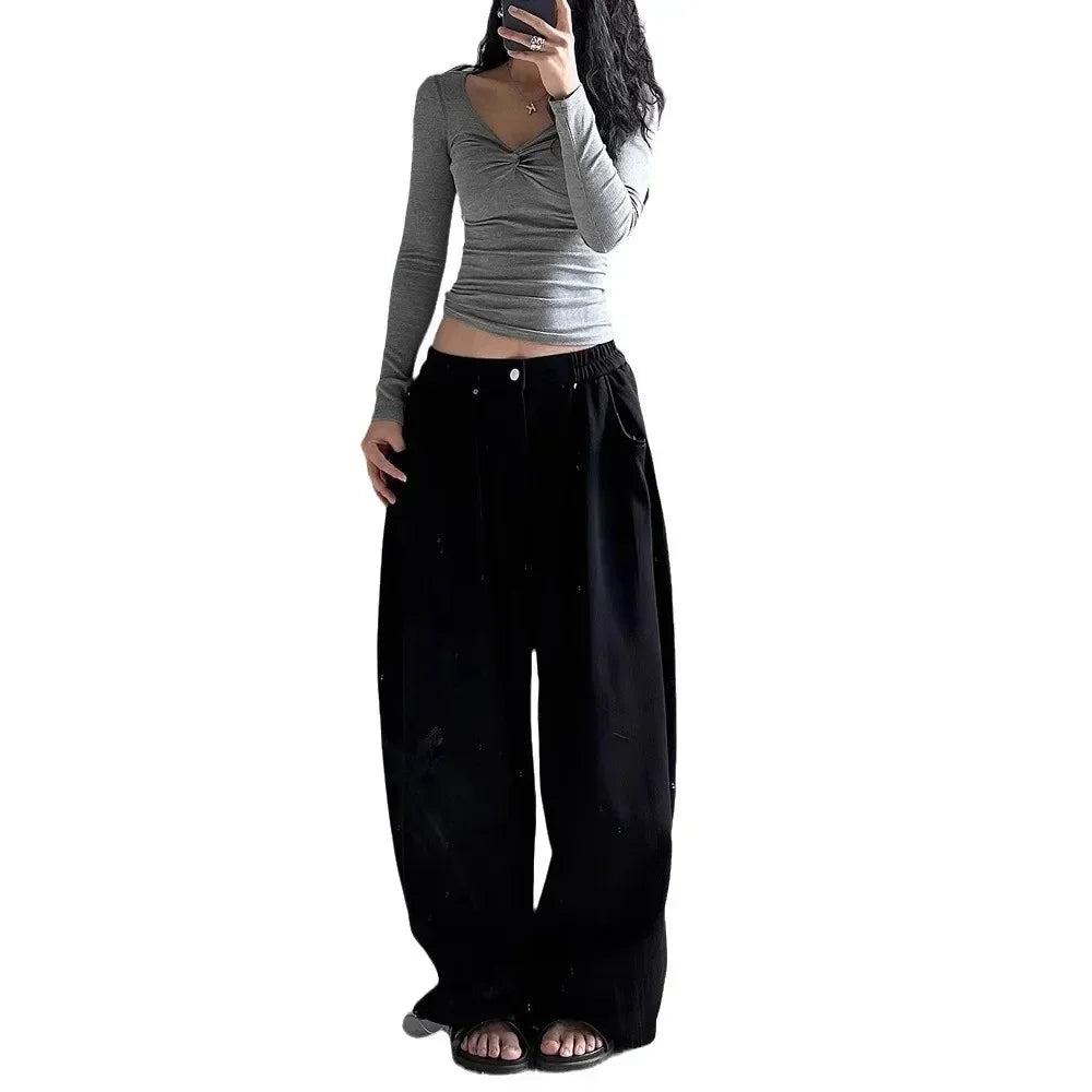 Vintage Grey Oversized Sweatpants Retro Pants