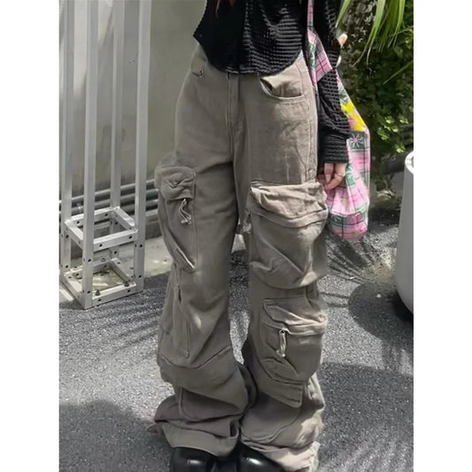 Vintage Khaki High Waisted Straight Jeans