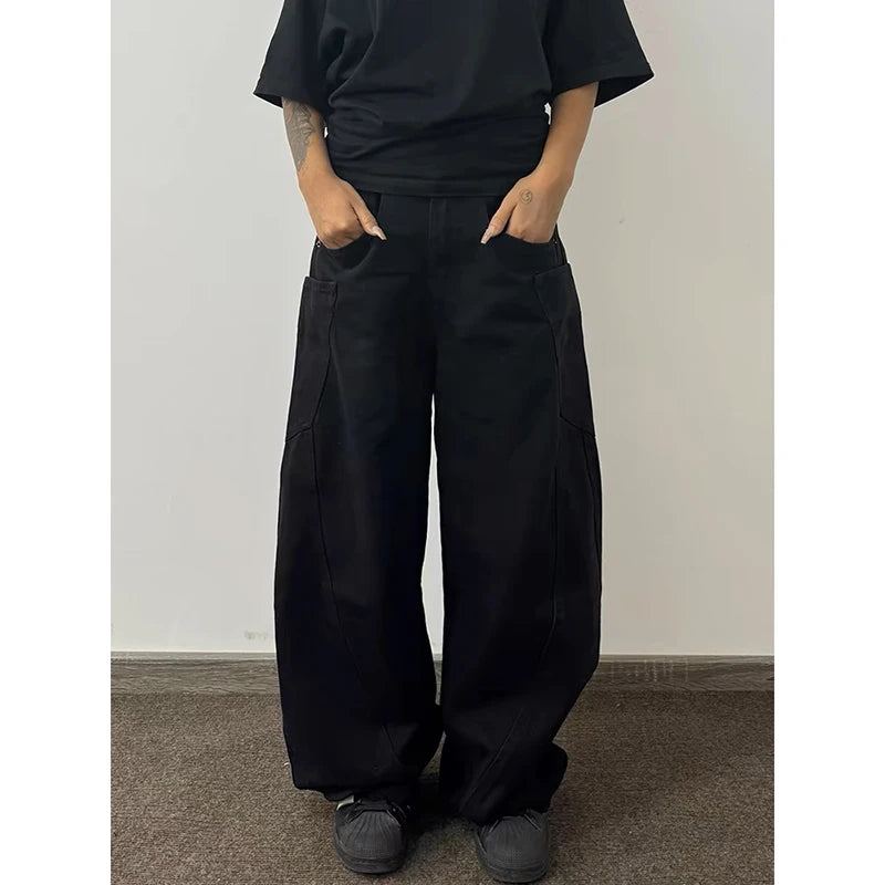 Vintage Black Wide Leg Denim Jeans