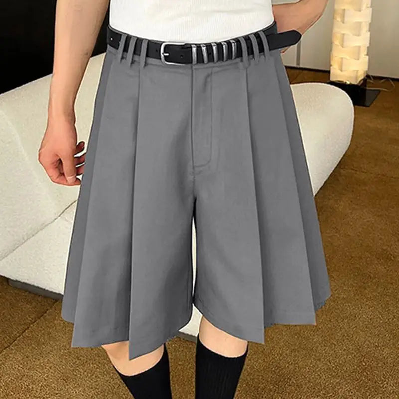 Solid Color Pleated Casual Summer Shorts