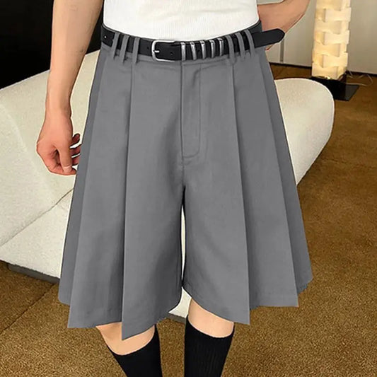 Solid Color Pleated Casual Summer Shorts