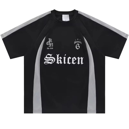 Retro Patchwork Hip Hop Letter T-Shirt
