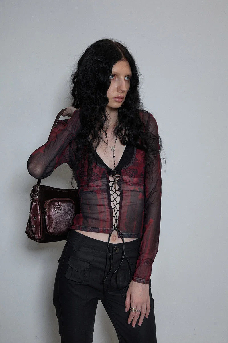 Vintage Grunge Aesthetic Mesh Tattoo T-Shirt