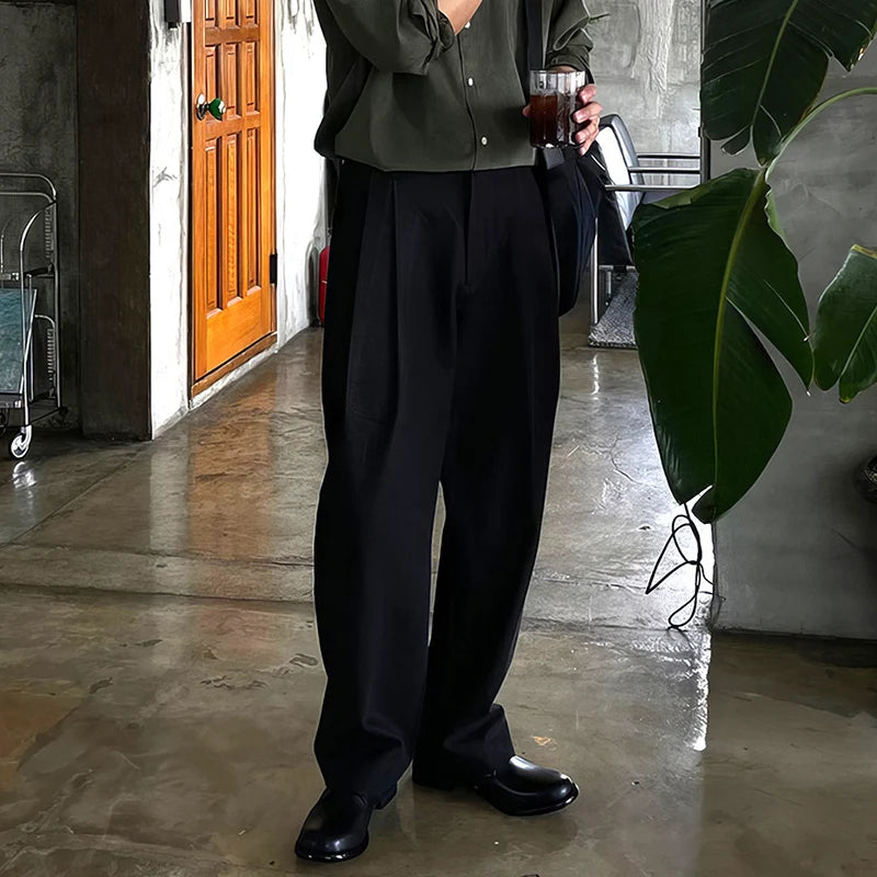 Vintage Pleated Straight Loose Suit Pants