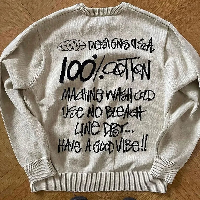 Cozy Winter Graphic Letters Sweater Pullover