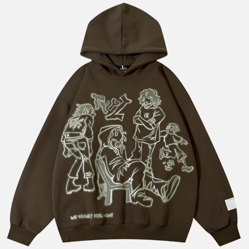 Funny Cartoon Graphic Pink Hoodie Shirt