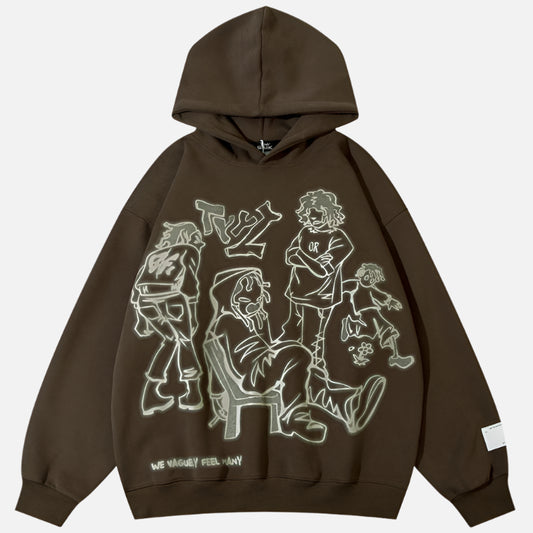 Funny Cartoon Graphic Pink Hoodie Shirt