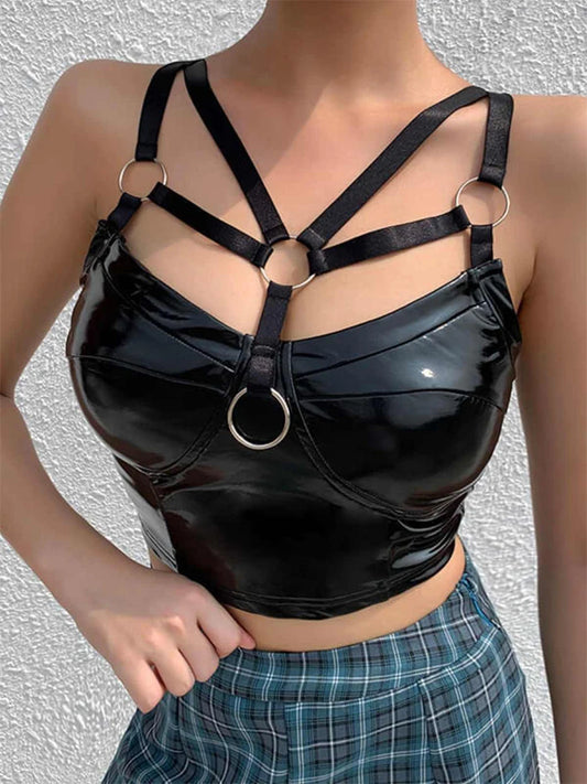 Black Y2K Leather Gothic Corset