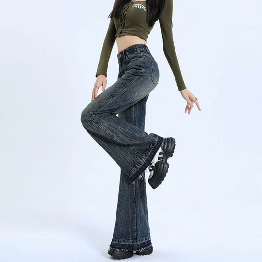 Retro High Street Flared Denim Jeans