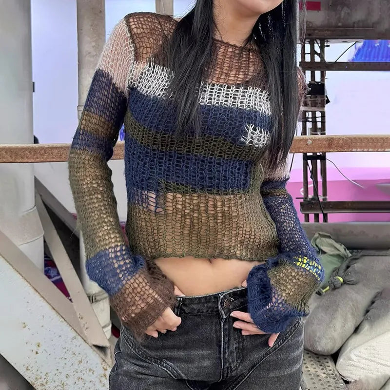 Vintage Hollow Out Knit Crop