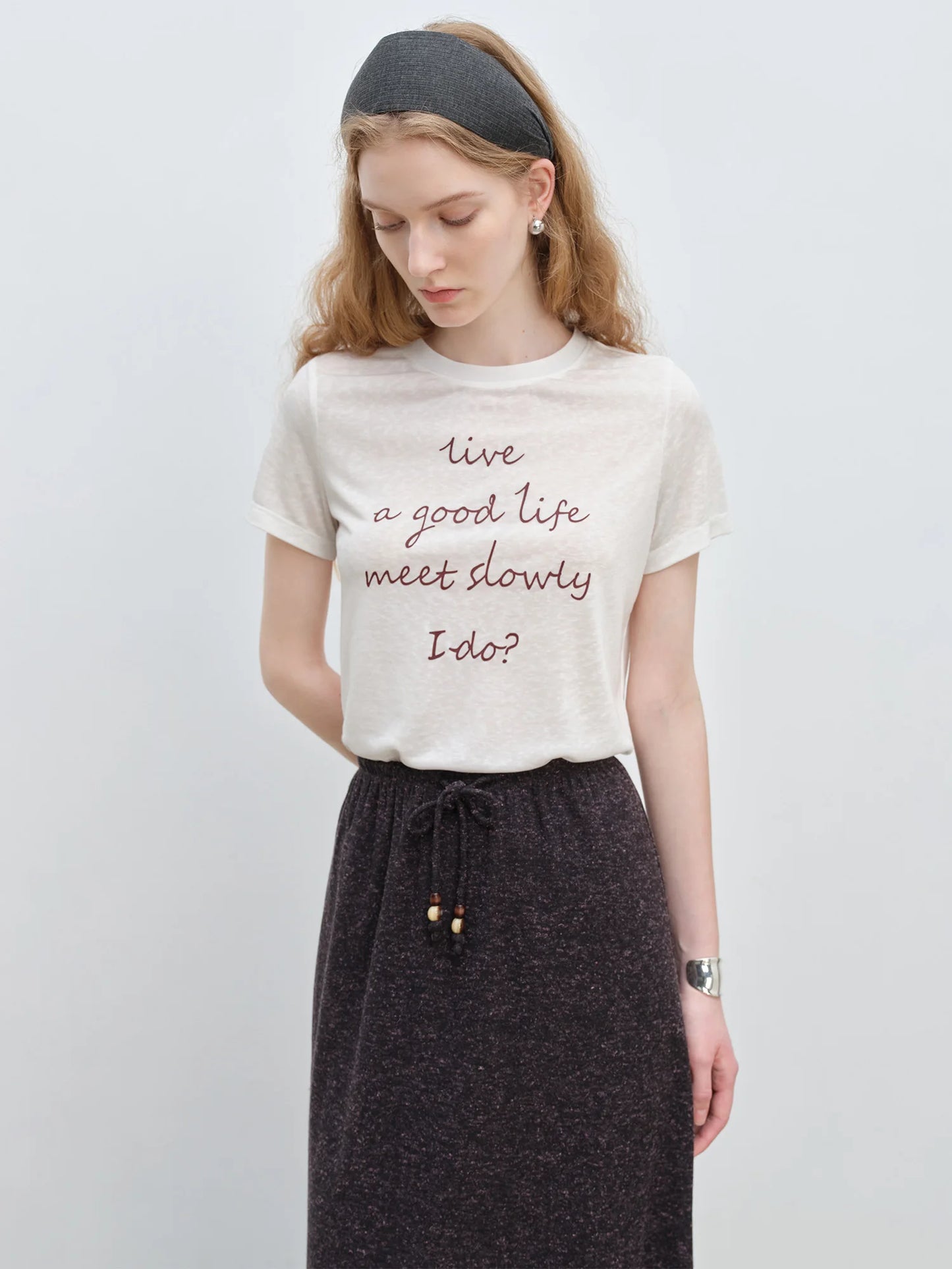 Stylish Round Neck Letter Print T-Shirt