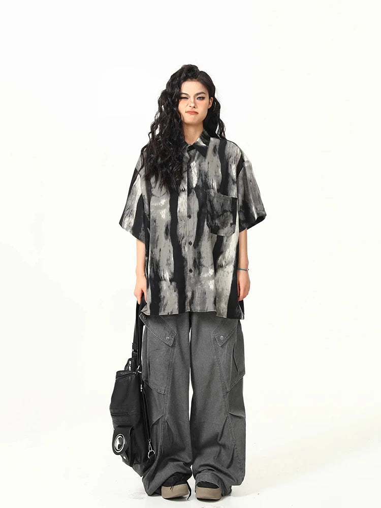 Ink Tie Dye Casual Long Shirt