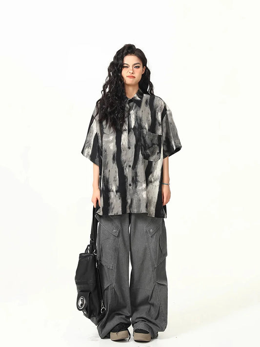 Ink Tie Dye Casual Long Shirt