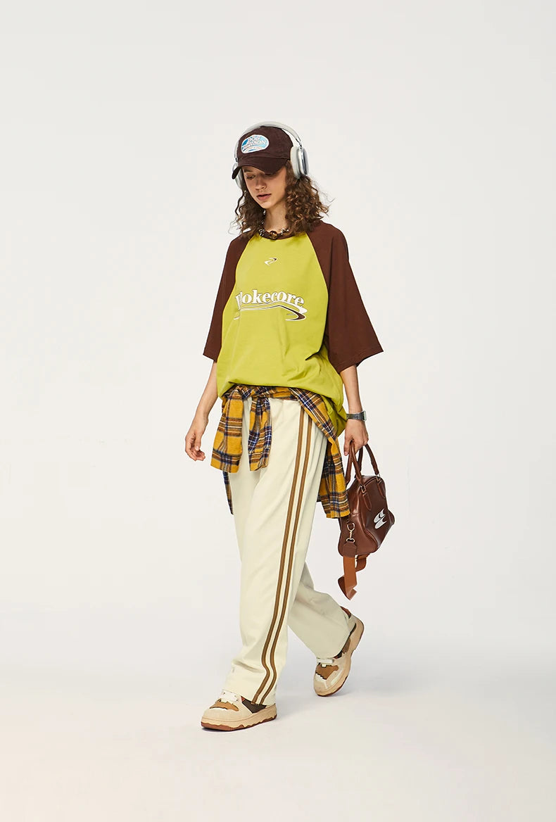 Elastic Waist Striped Straight Leg Pants