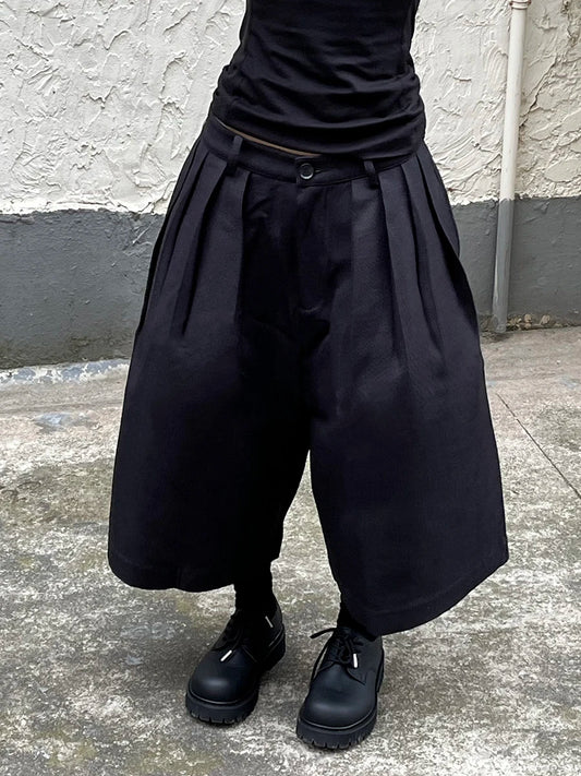Reddachic Black Baggy High Waist Shorts