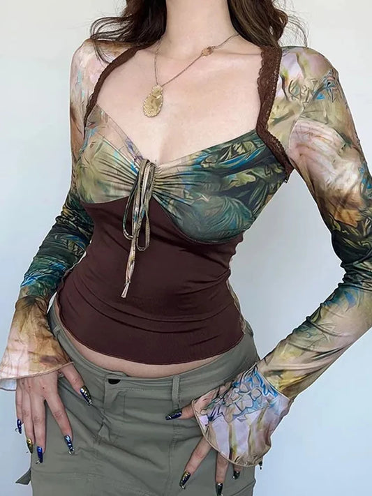 Vintage Sexy Print Cropped T-Shirt