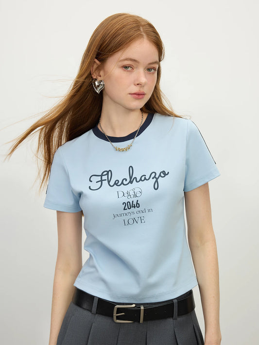 Sporty Summer Cropped Jersey Racerback T-Shirt