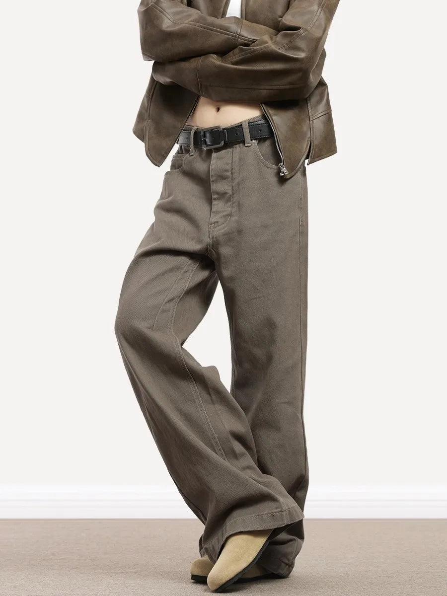 Retro Vintage High Waist Brown Jeans