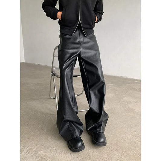 Stylish Wide Leg PU Pants