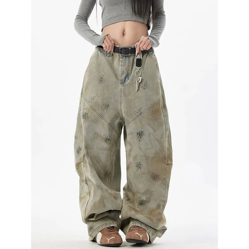 Blue Graffiti Vintage High Waisted Jeans