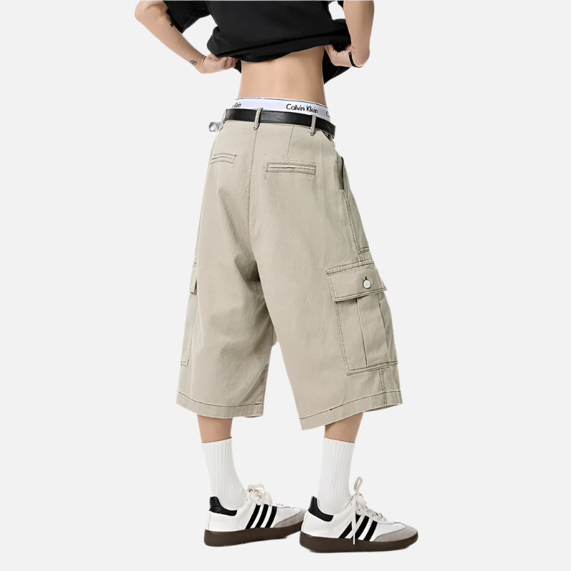 Vintage Loose Workwear Wide Leg Short