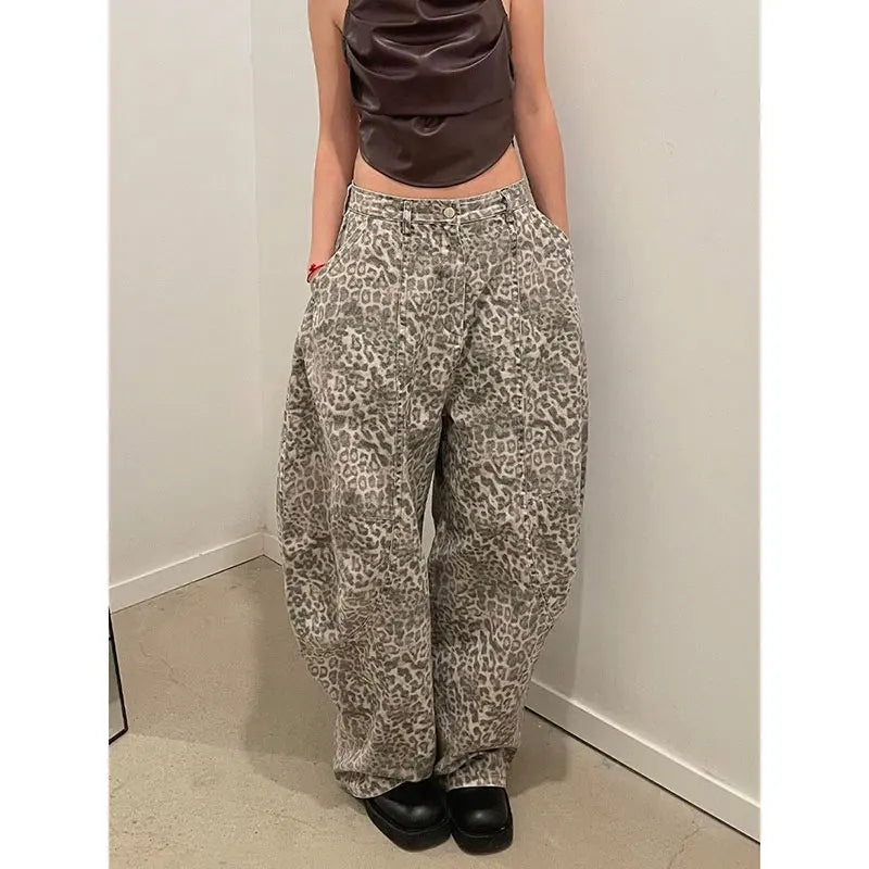 Leopard Print Loose Wide Leg Pants