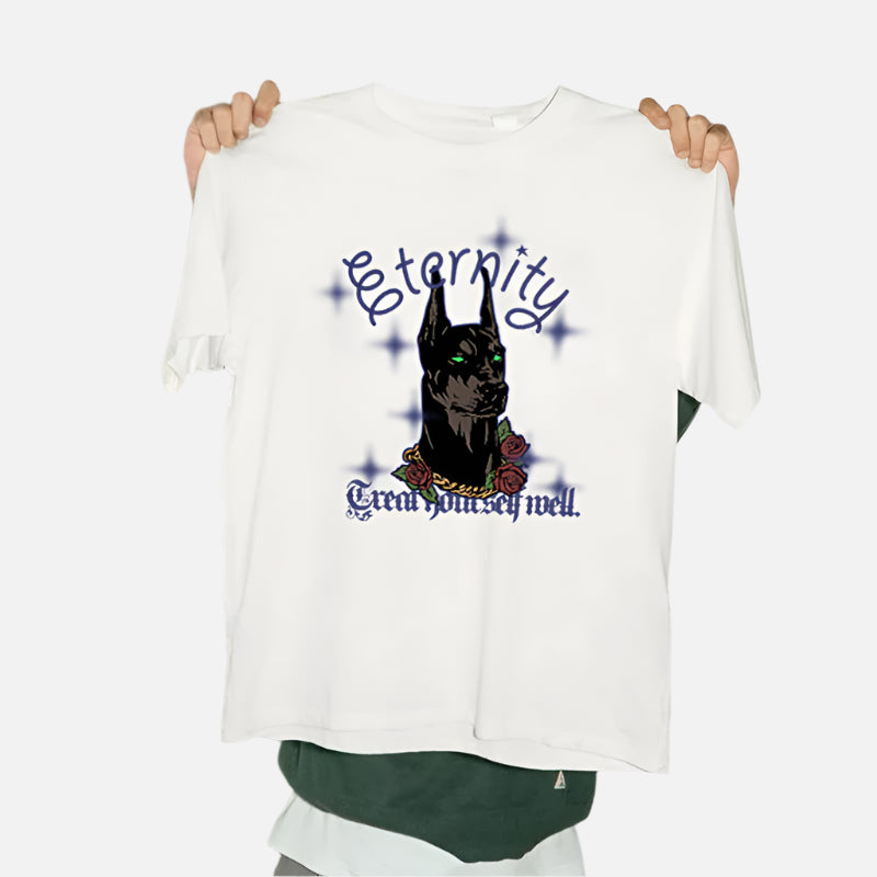 Glow-In-The-Dark Inflation Doberman Print T-Shirt