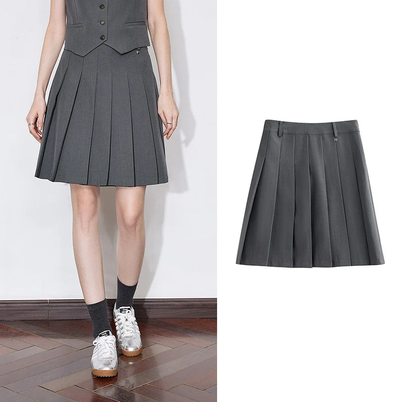 Chic Mid A-Line Pleated Skirt