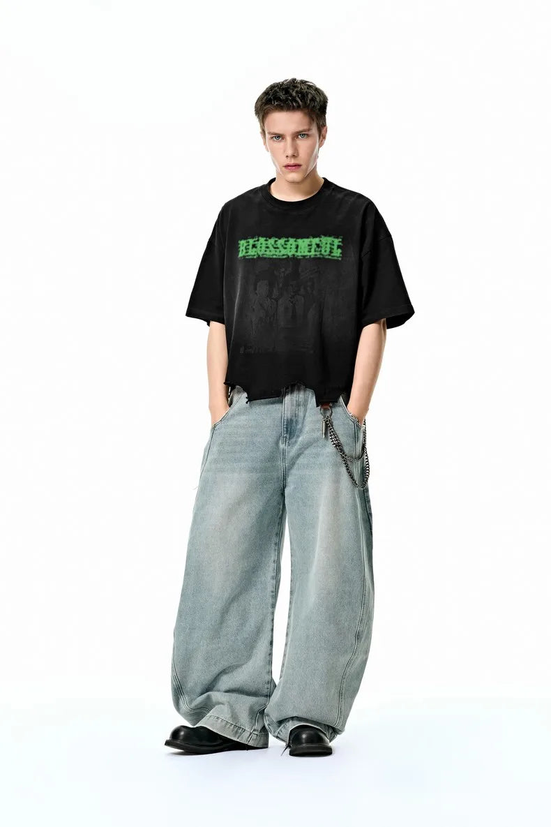 Vintage Distressed Graphic Print Boxy T-Shirt