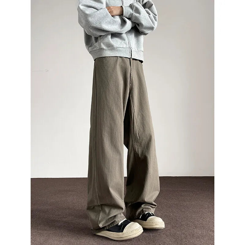 Retro Black Loose Straight Pants