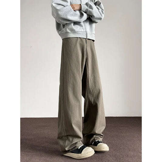 Retro Black Loose Straight Pants