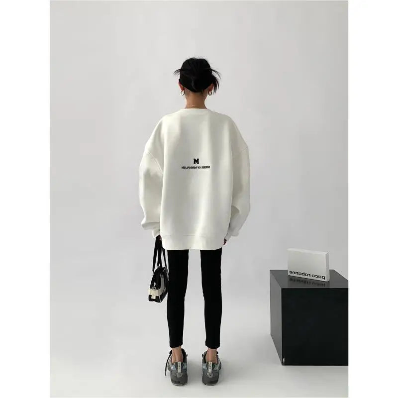 Gray Oversize Letter Embroidered Sweatshirt
