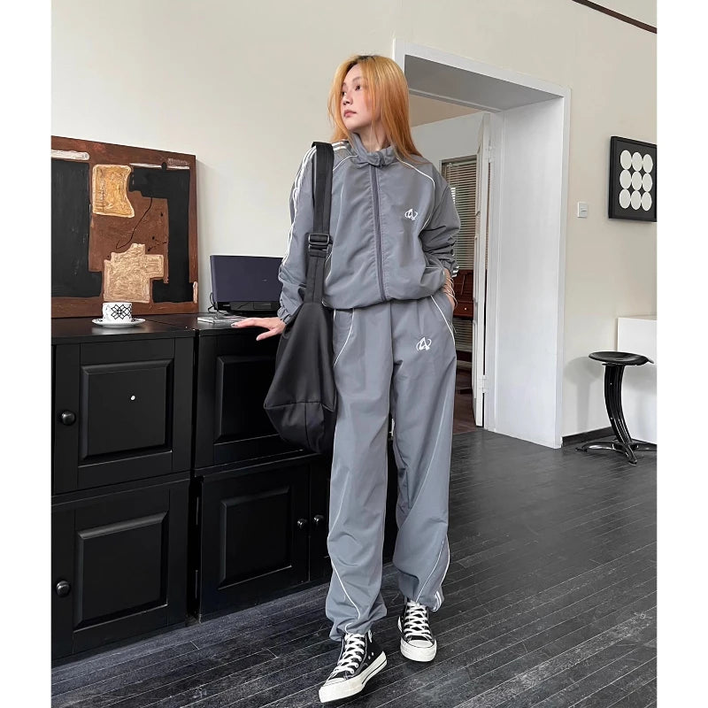 Grey Loose Sports Jacket and Pants