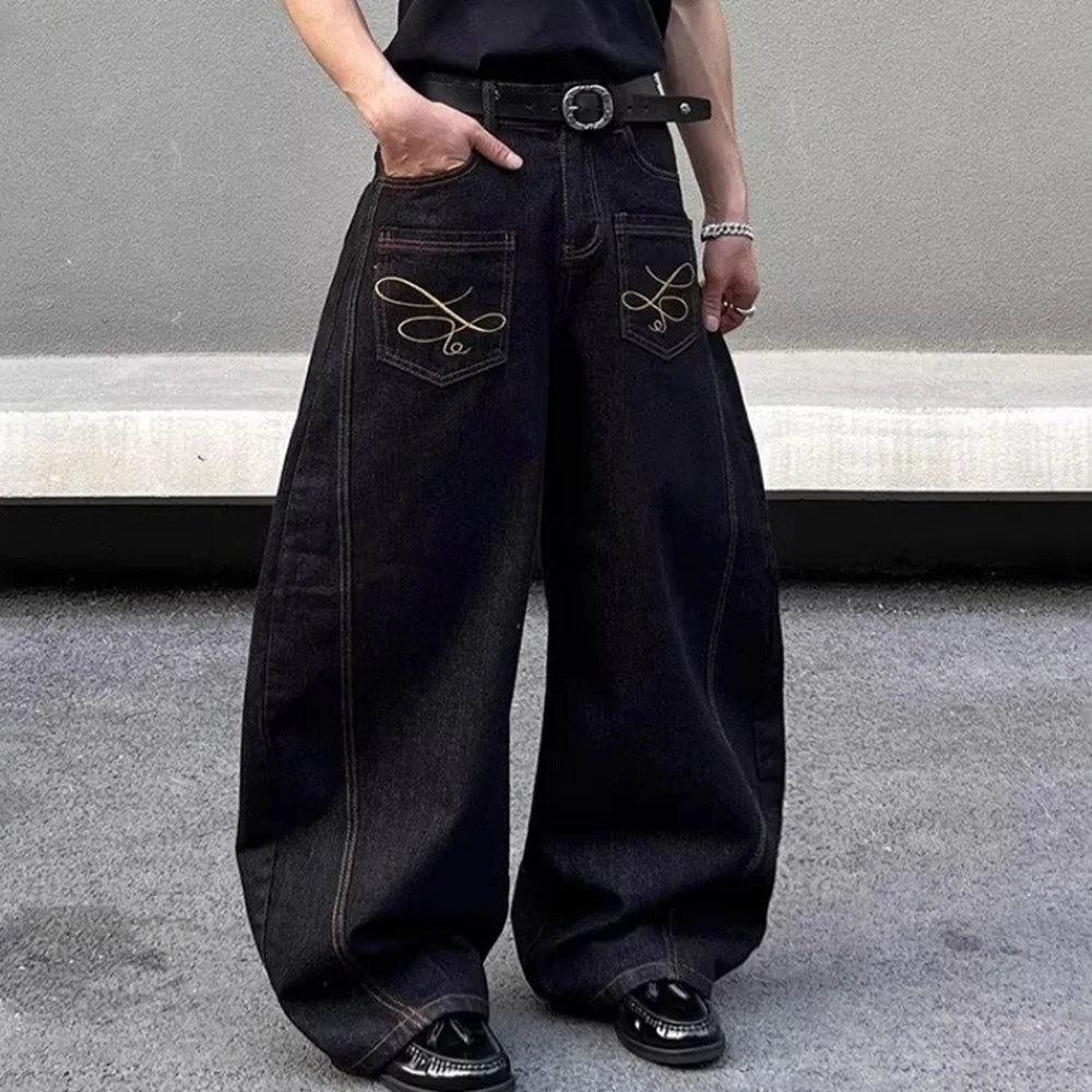 Retro Y2K Pocket Decoration Loose Jeans