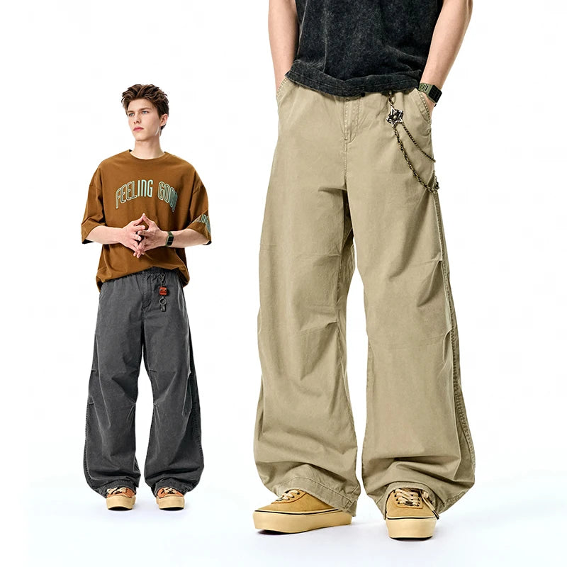 Vintage Washed Wide Leg Cargo Pants
