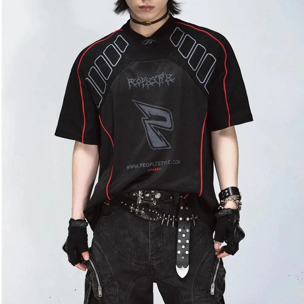 Breathable Mesh Racing Retro T-Shirt