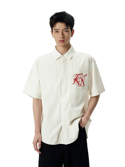 Stylish Striped Short Sleeve Cotton Shirt