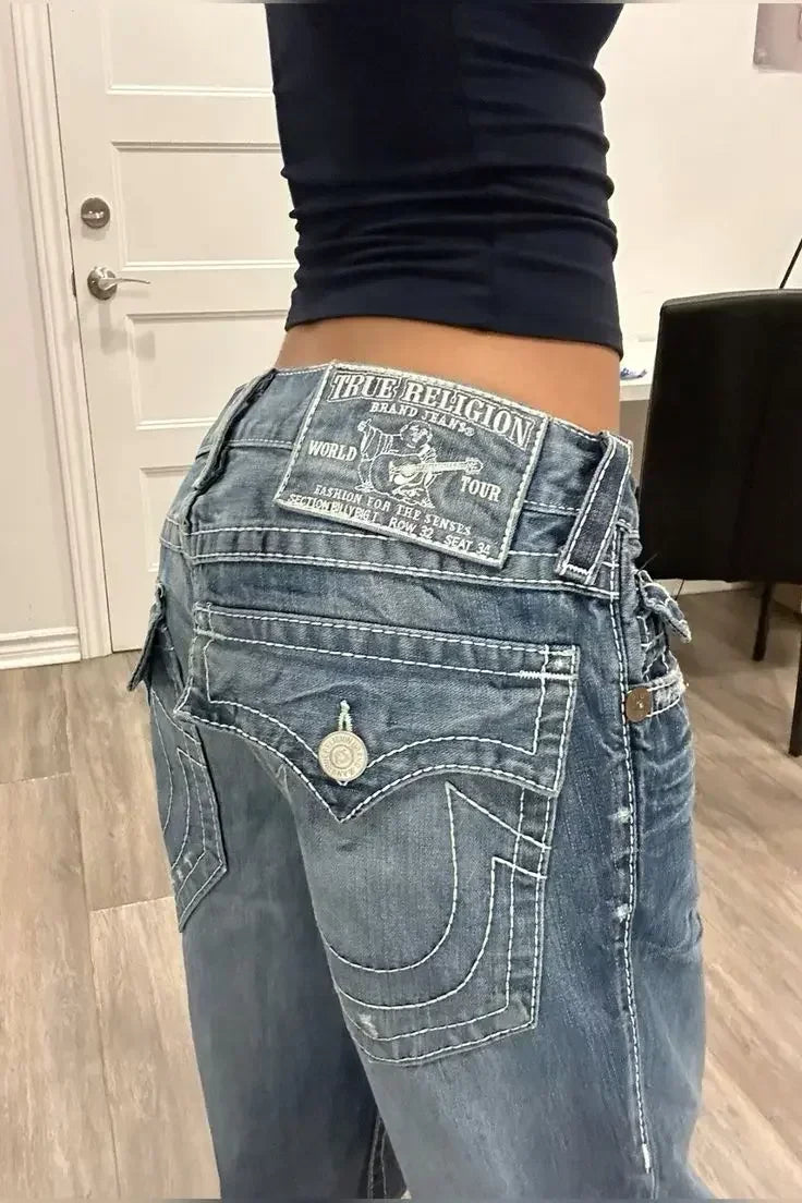 Vintage Buddha Embroidered High Waist Jeans