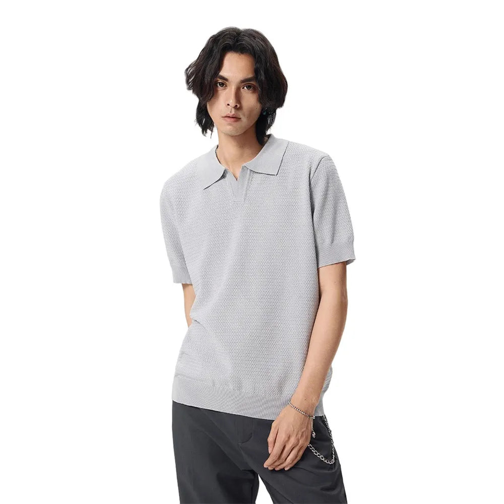 Retro Casual Knitted Polo T-shirt