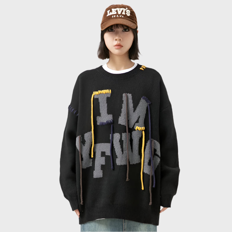 Luxury Oversize Alphabet Embroidered Knit Shirt