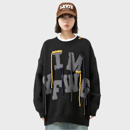 Luxury Oversize Alphabet Embroidered Knit Shirt